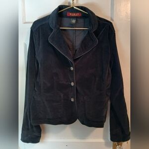 Kikit Velvet Black Rhinestone Button Blazer - m